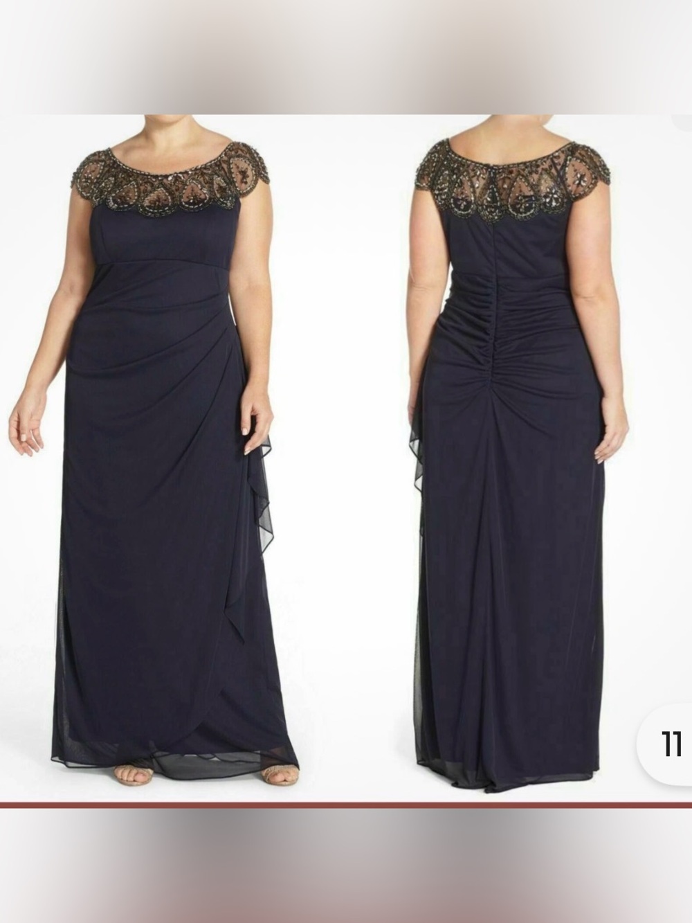 Xscape NAVY Beaded Top Evening Maxi Dress
